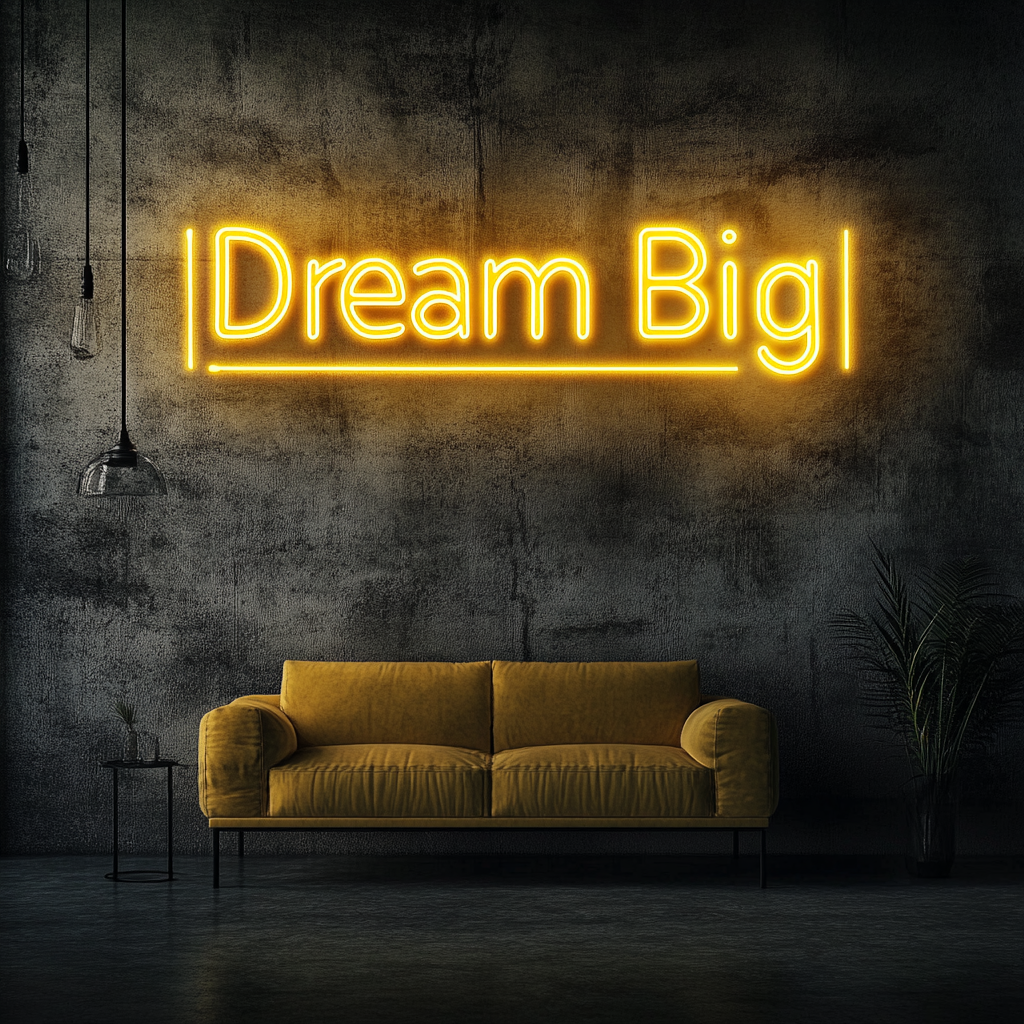 Dream Big - Yellow Neon Sign, 18 Inches