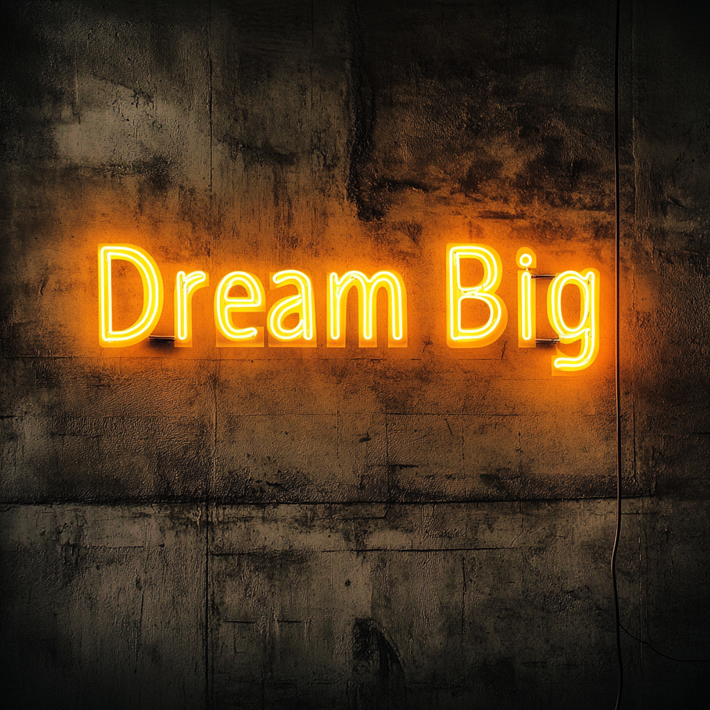 Dream Big - Yellow Neon Sign, 24 Inches