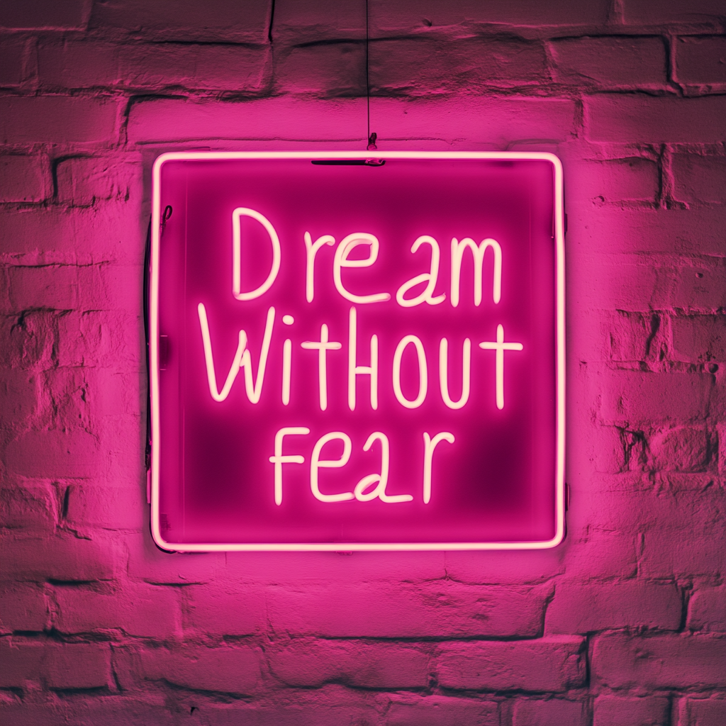 Dream Without Fear - Pink Neon Sign, 18 Inches