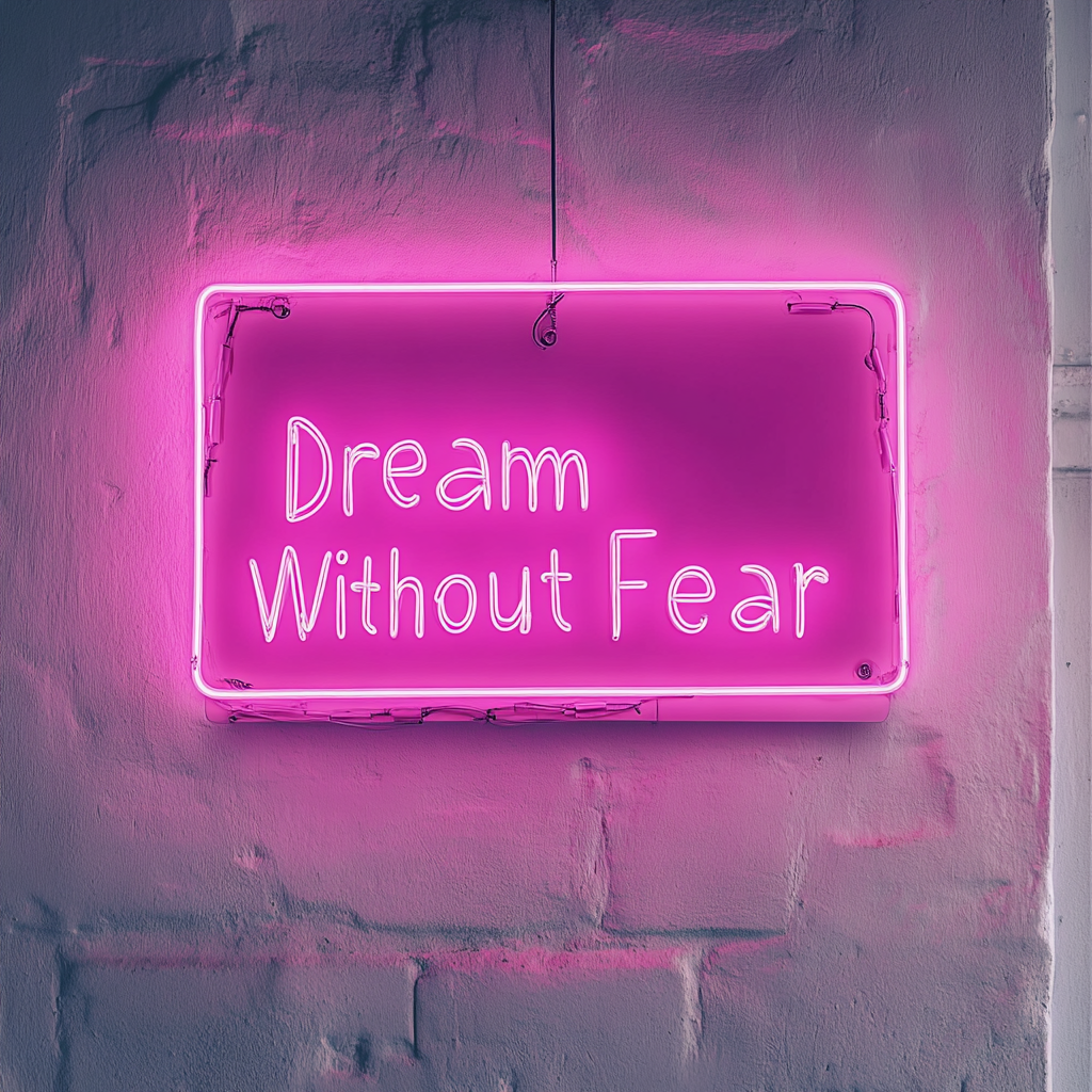 Dream Without Fear - Pink Neon Sign, 18 Inches