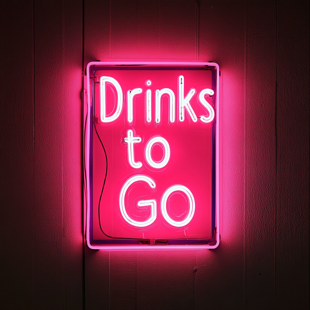 "Drinks to Go" - Pink Neon Sign, 24 Inches
