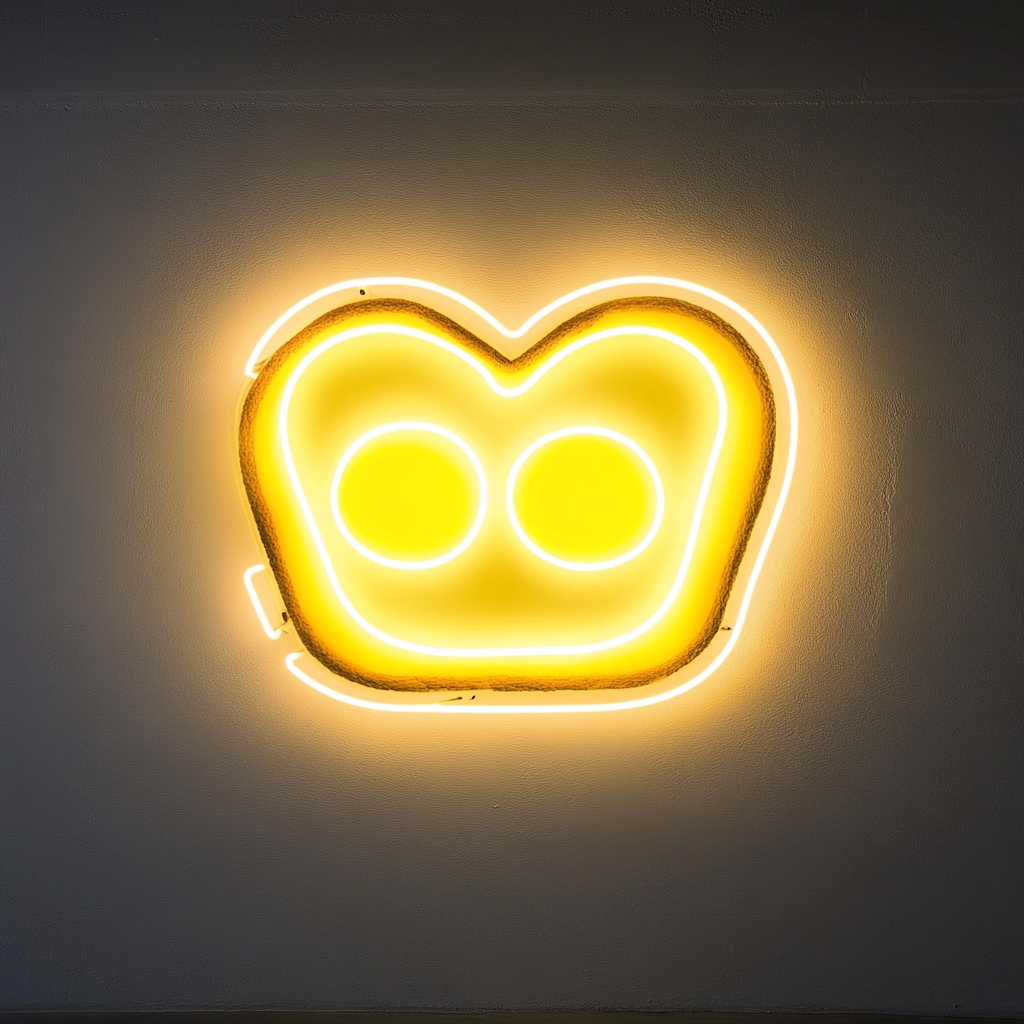 Eggs on Toast - Yellow Neon Sign, 18 Inches