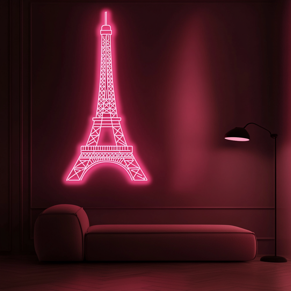 Eiffel Tower - Pink Neon Sign, 18 Inches