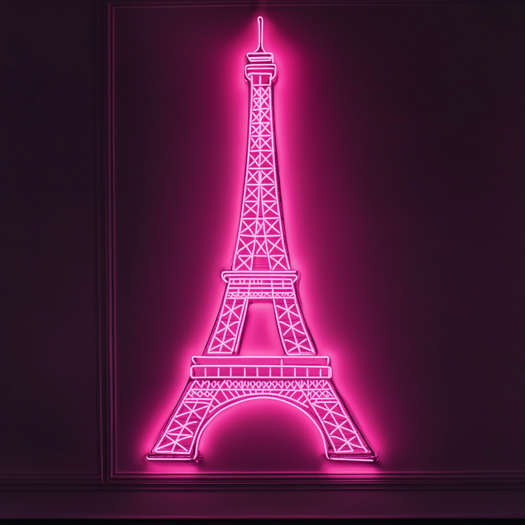 Eiffel Tower - Pink Neon Sign, 24 Inches