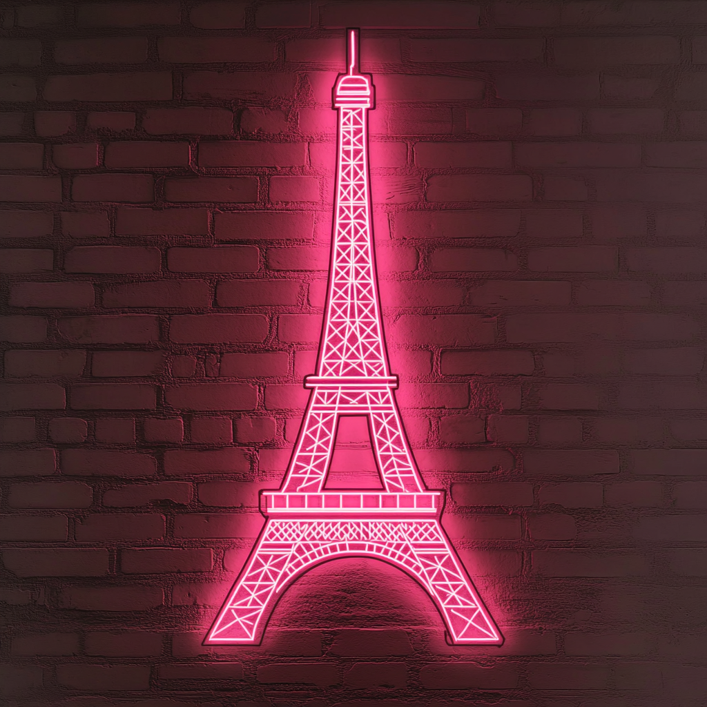 Eiffel Tower - Pink Neon Sign, 24 Inches