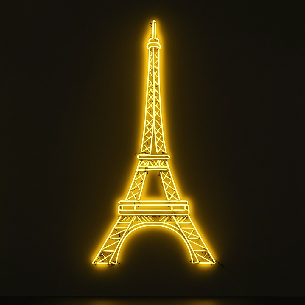 Eiffel Tower - Yellow Neon Sign, 24 Inches
