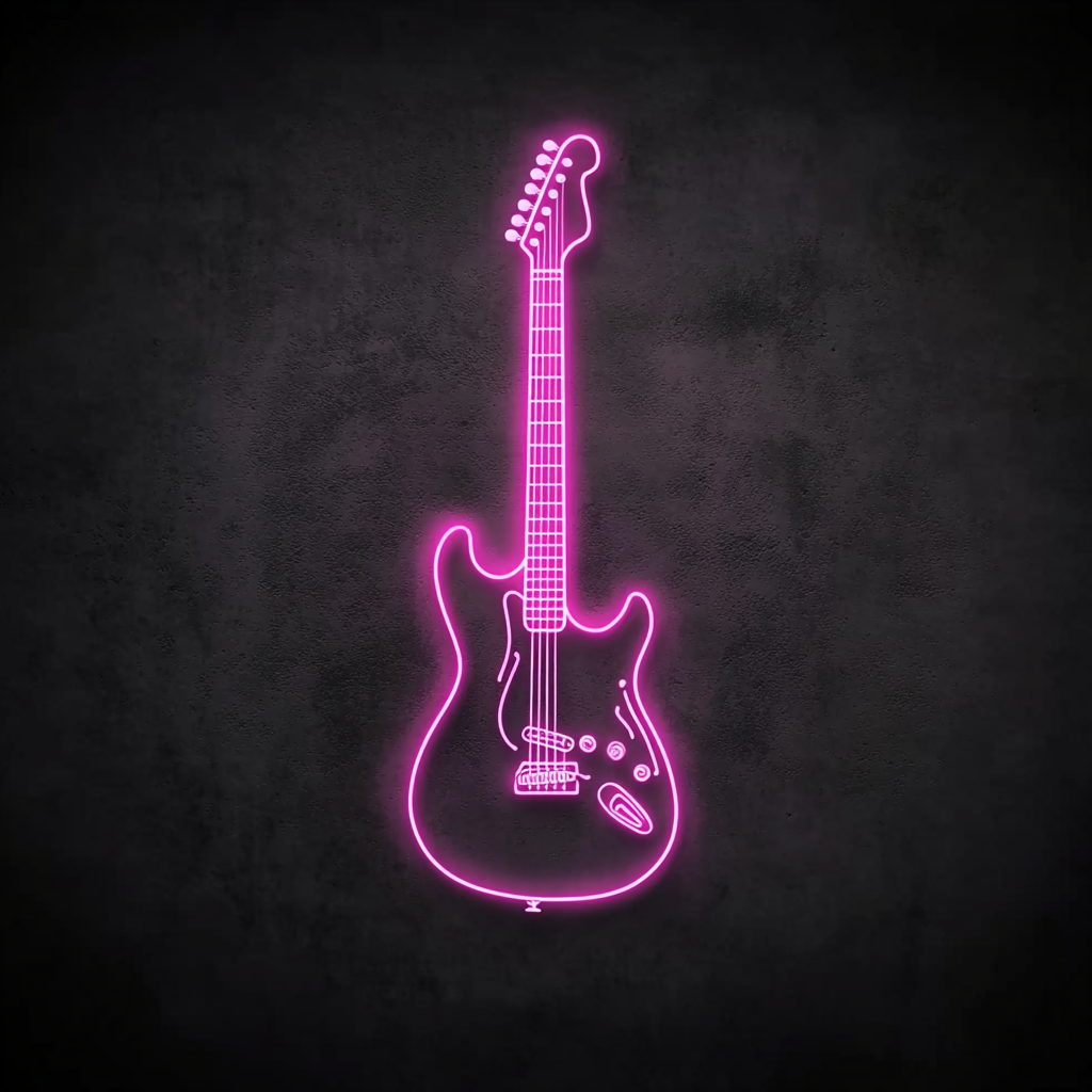 Electric Guitar - Pink Neon Sign, 18 Inches