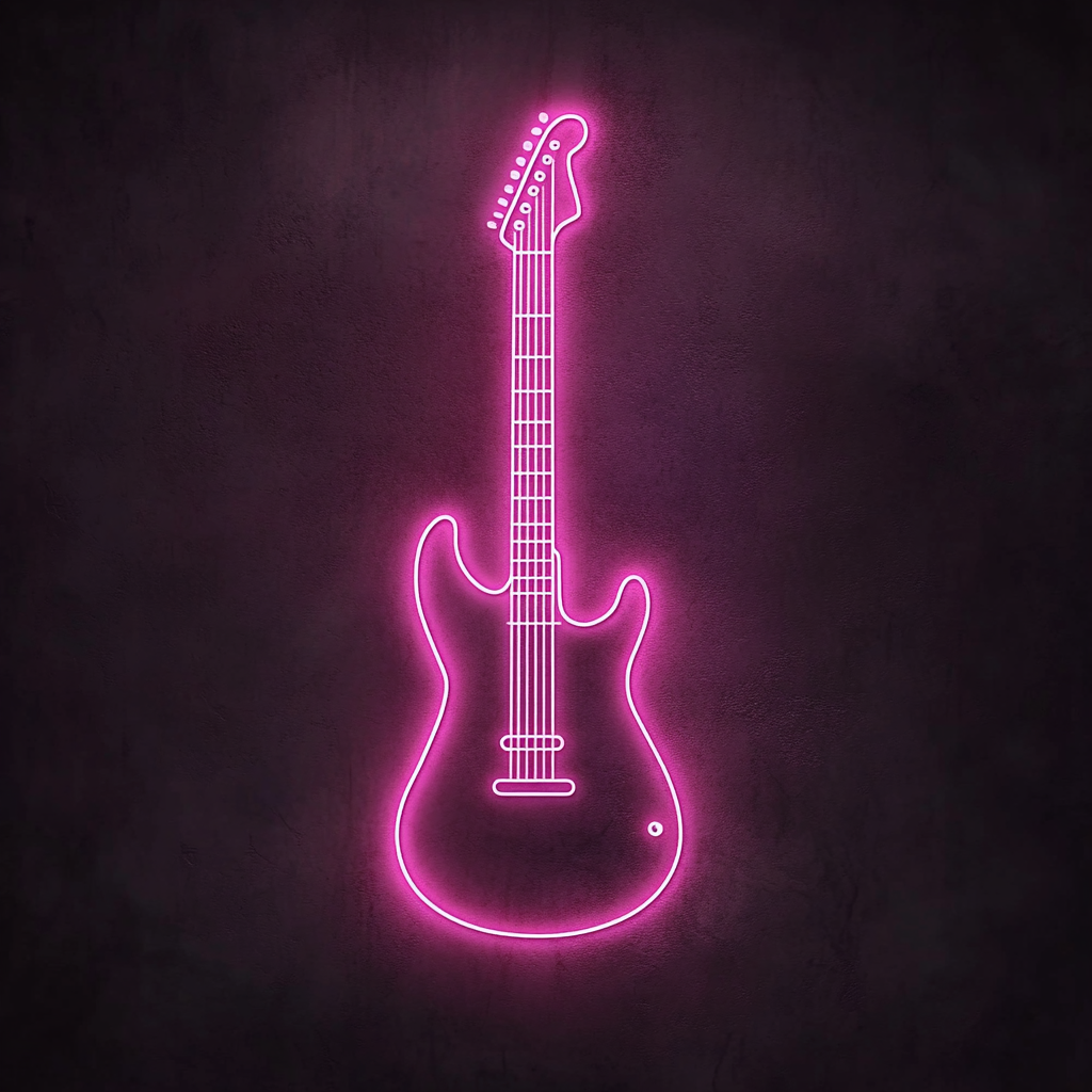 Electric Guitar - Pink Neon Sign, 18 Inches