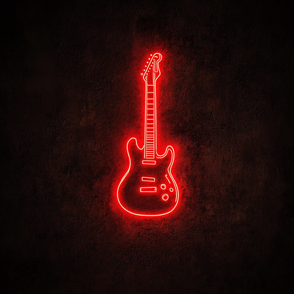Electric Guitar - Red Neon Sign, 24 Inches
