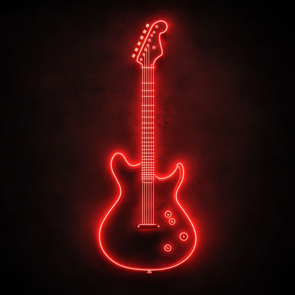 Electric Guitar - Red Neon Sign, 18 Inches