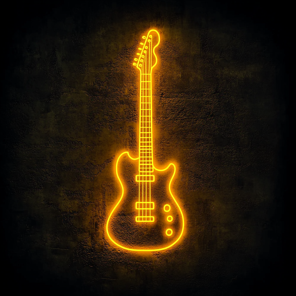 Electric Guitar - Yellow Neon Sign, 18 Inches