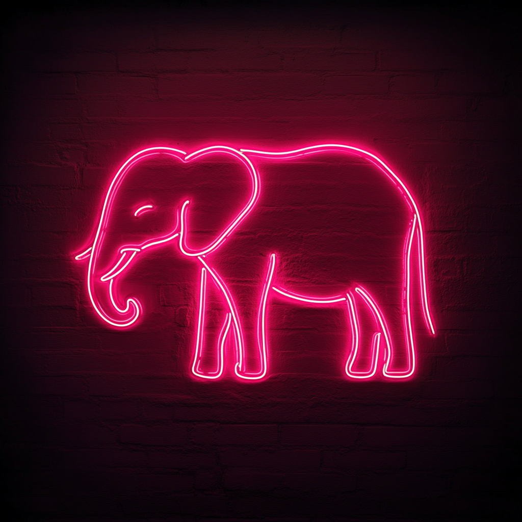 Elephant - Pink Neon Sign, 24 Inches