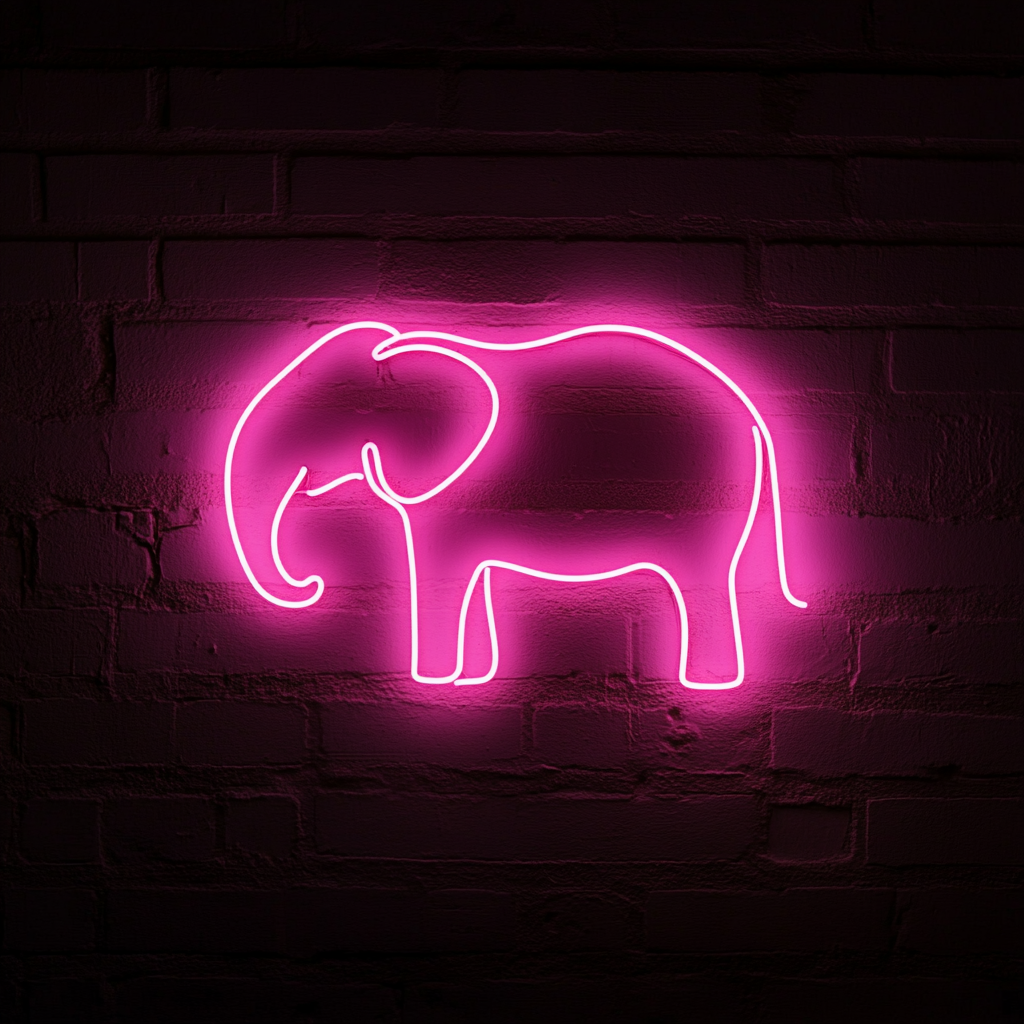 Elephant - Pink Neon Sign, 18 Inches