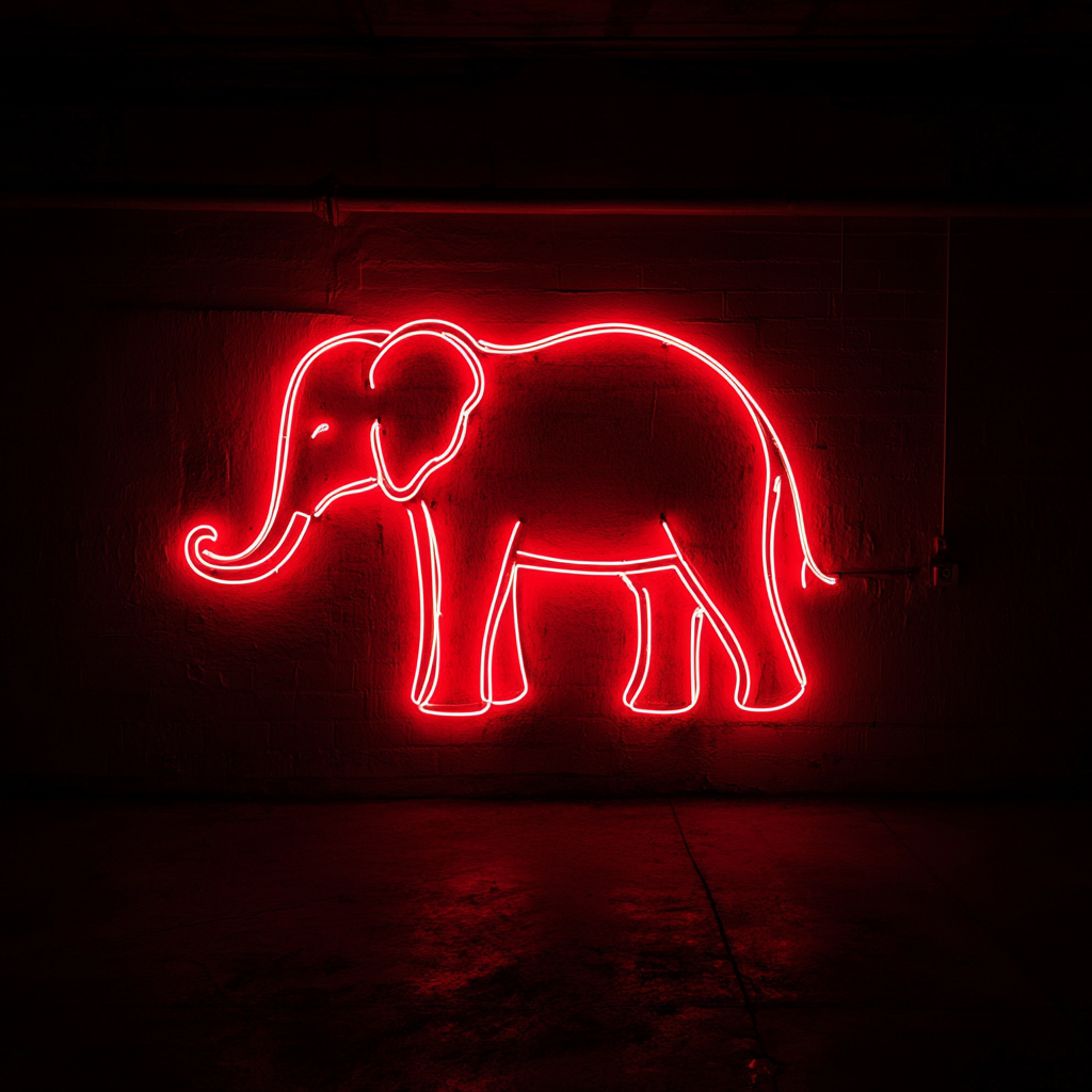 Elephant - Red Neon Sign, 18 Inches