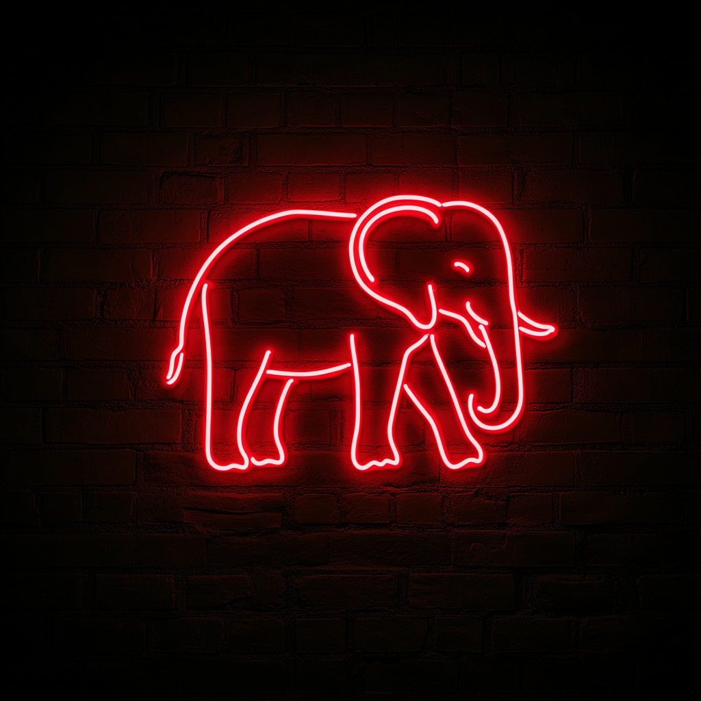 Elephant - Red Neon Sign, 18 Inches