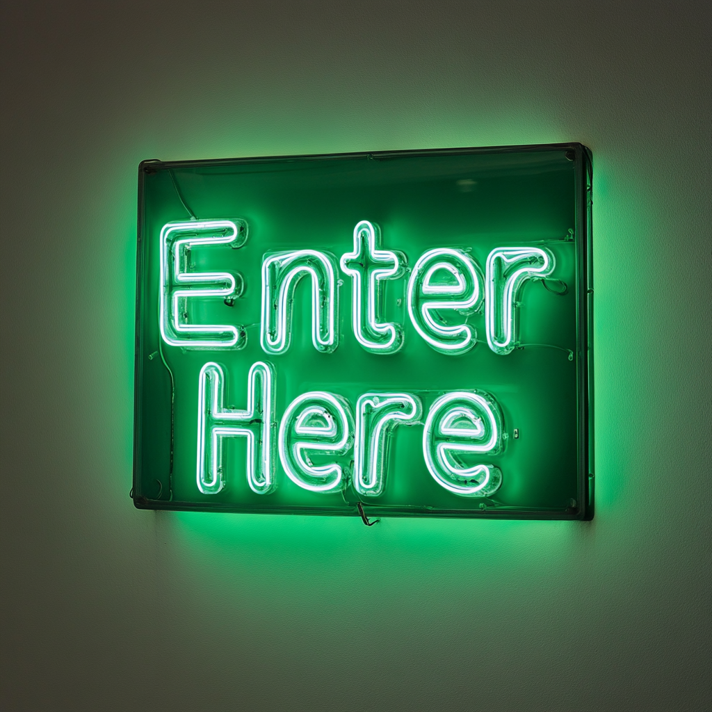 Enter Here - Green Neon Sign, 24 Inches