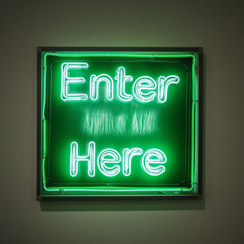 Enter Here - Green Neon Sign, 24 Inches
