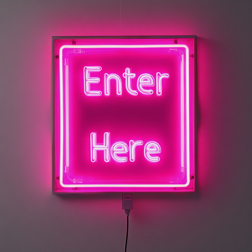Enter Here - Pink Neon Sign, 24 Inches