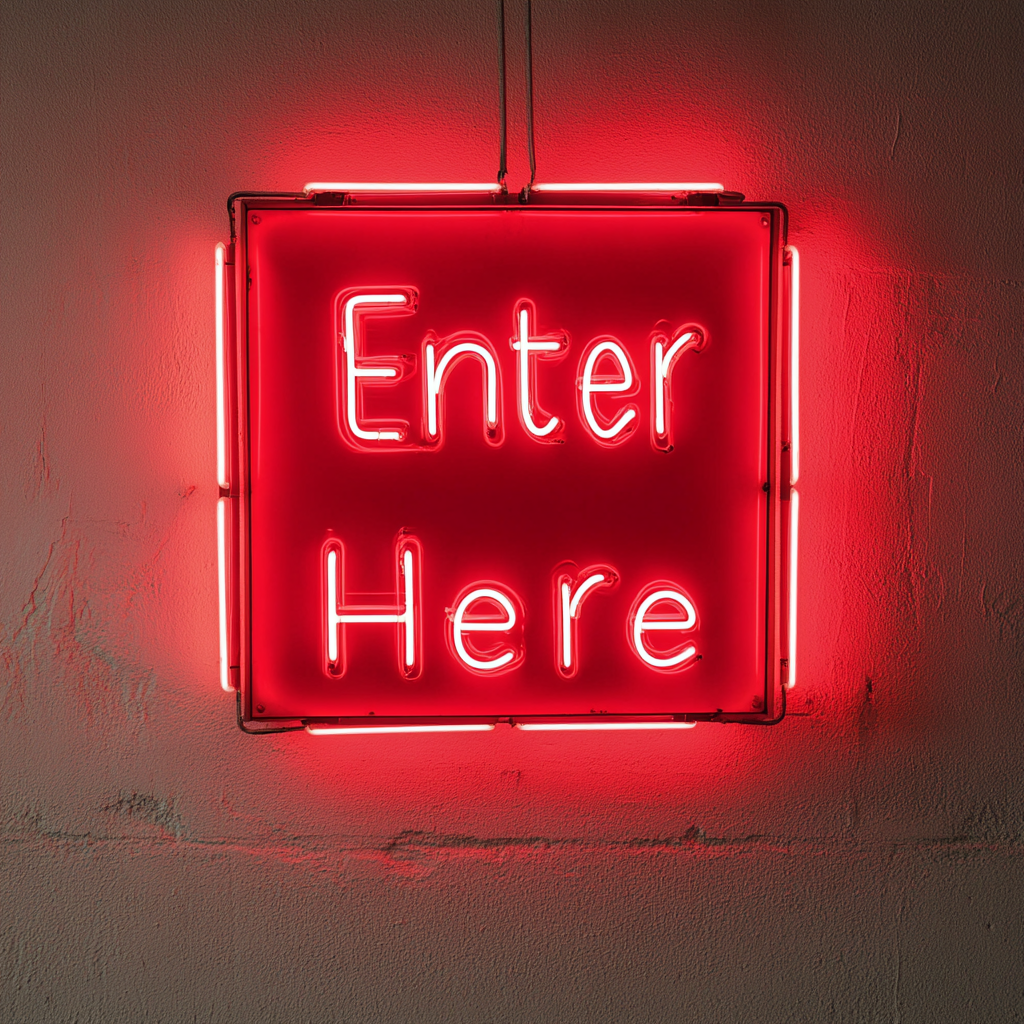 Enter Here - Red Neon Sign, 18 Inches