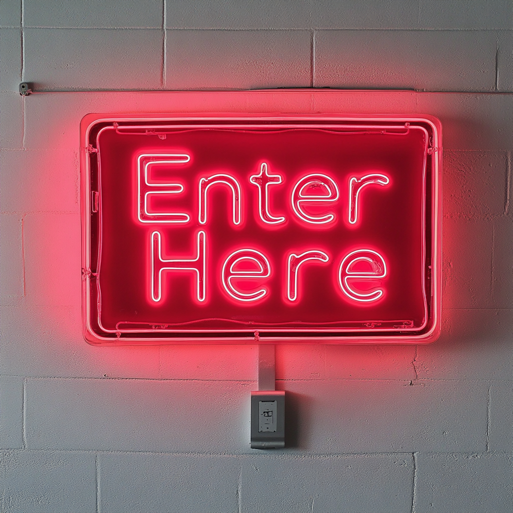 Enter Here - Red Neon Sign, 18 Inches