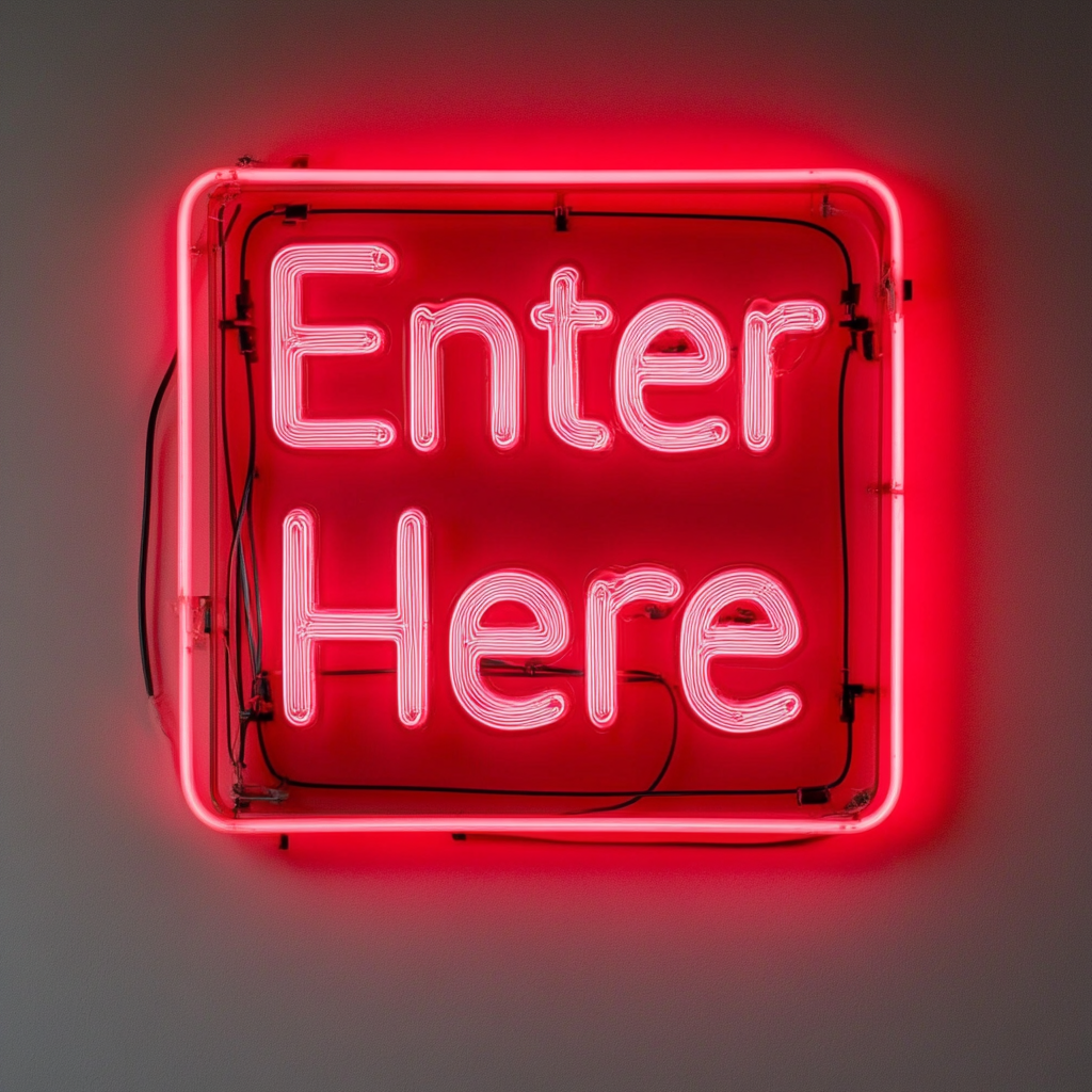 Enter Here - Red Neon Sign, 24 Inches