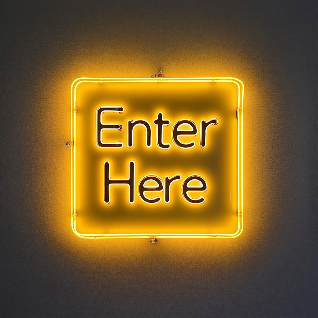 Enter Here - Yellow Neon Sign, 18 Inches