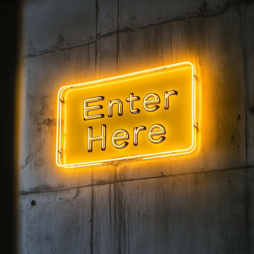 Enter Here - Yellow Neon Sign, 24 Inches
