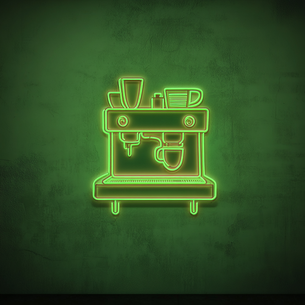 Espresso Machine - Green Neon Sign, 18 Inches