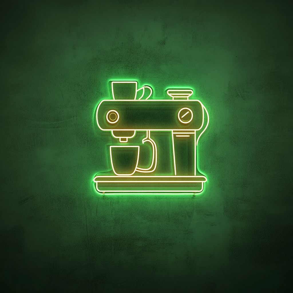 Espresso Machine - Green Neon Sign, 24 Inches