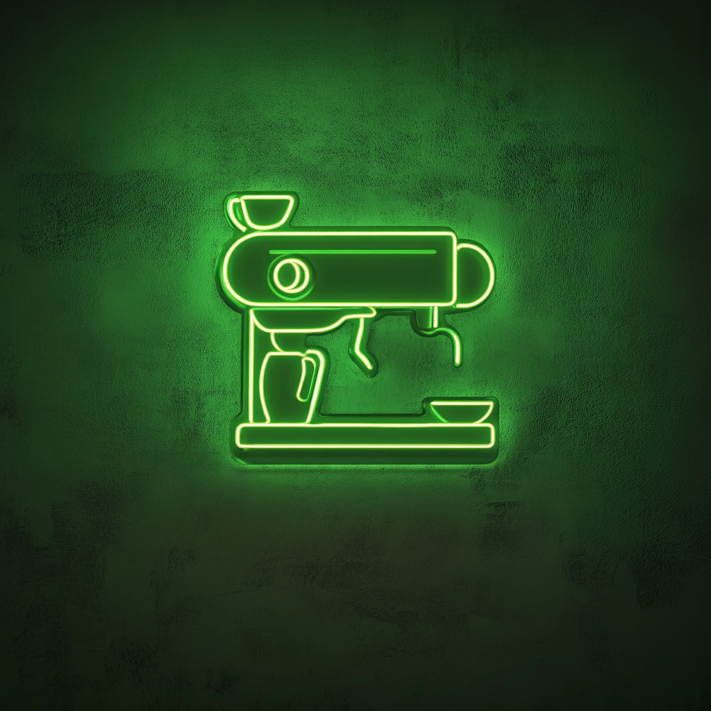 Espresso Machine - Green Neon Sign, 18 Inches
