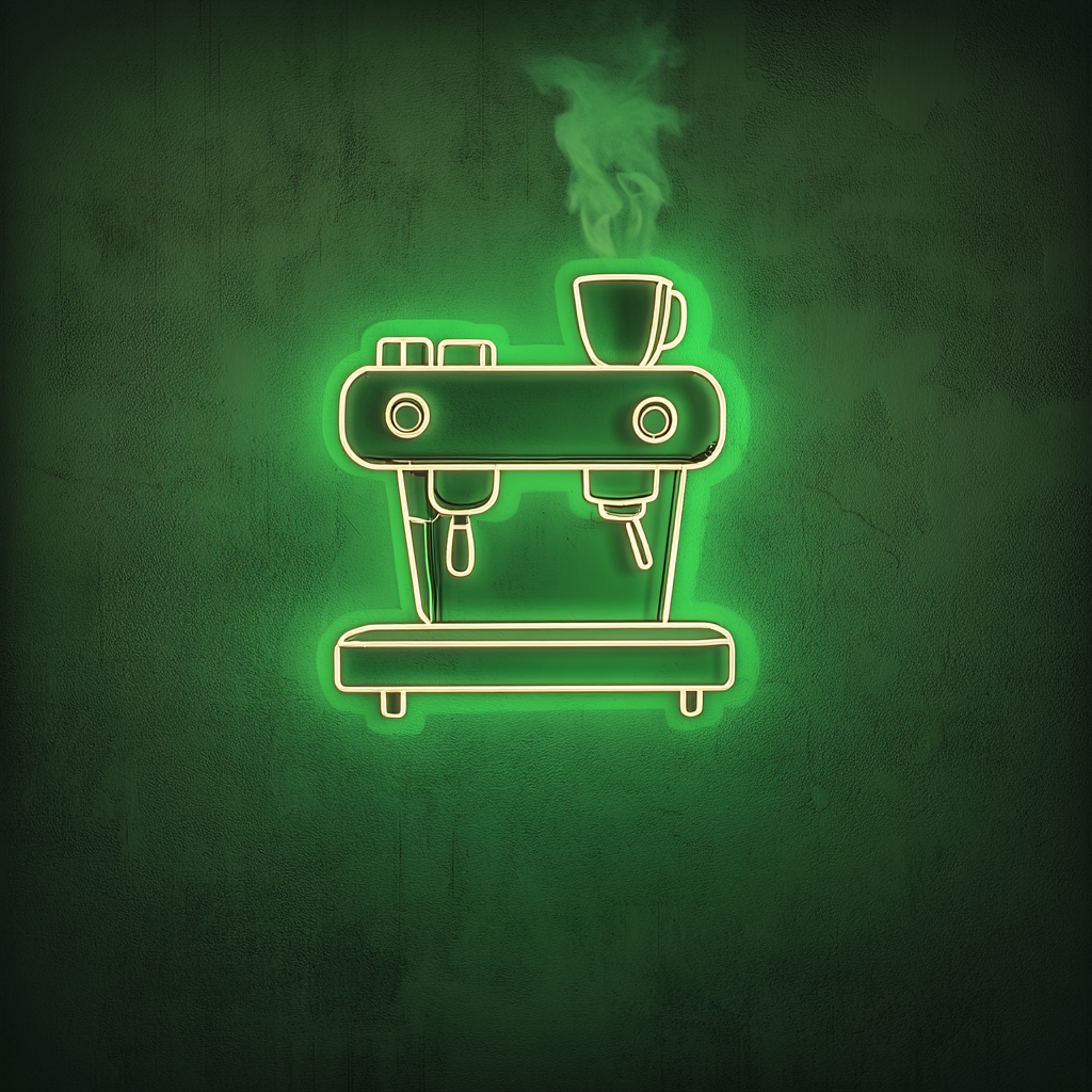 Espresso Machine - Green Neon Sign, 24 Inches