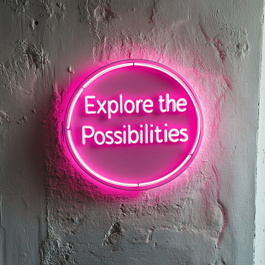 "Explore the Possibilities" - Pink Neon Sign, 24 Inches