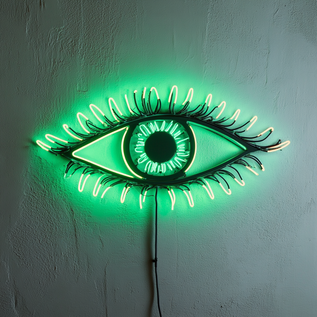 Eye with Eyelashes - Green Neon Sign, 24 Inches