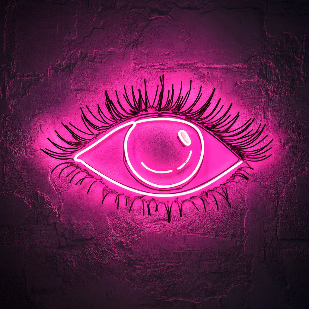 Eye with Eyelashes - Pink Neon Sign, 24 Inches