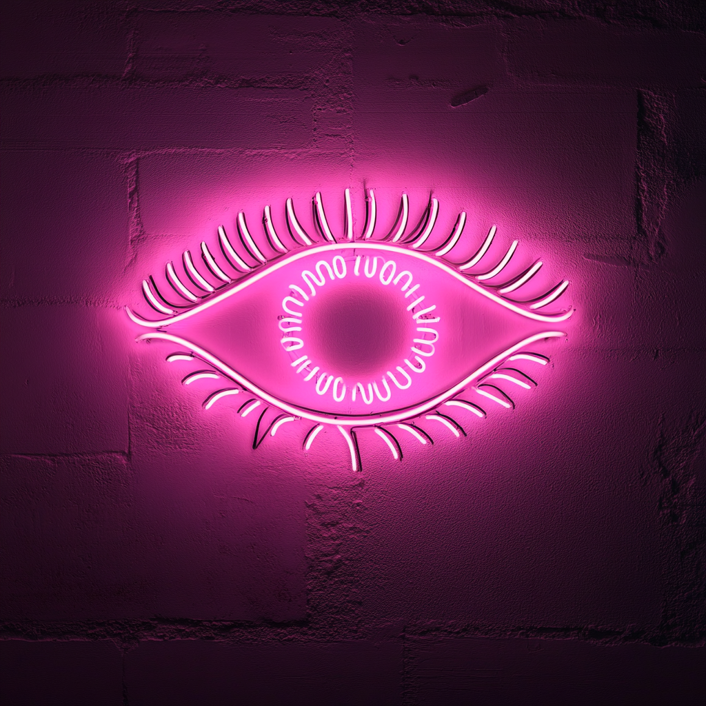 Eye with Eyelashes - Pink Neon Sign, 24 Inches