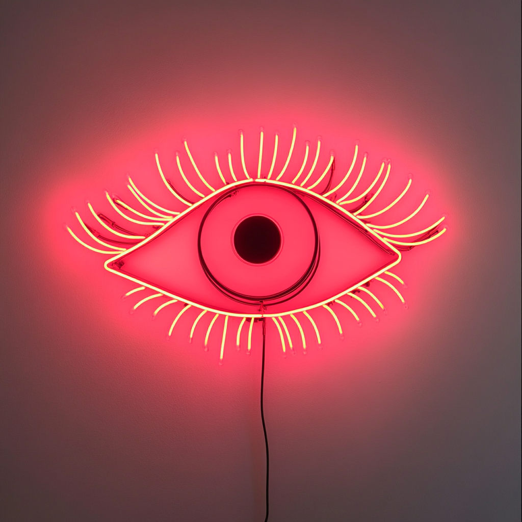 Eye with Eyelashes - Red Neon Sign, 18 Inches