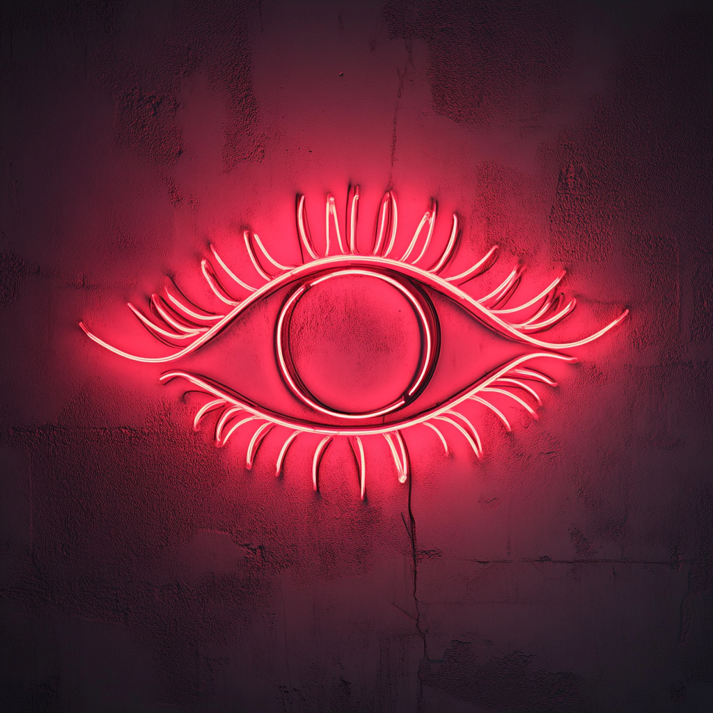 Eye with Eyelashes - Red Neon Sign, 24 Inches