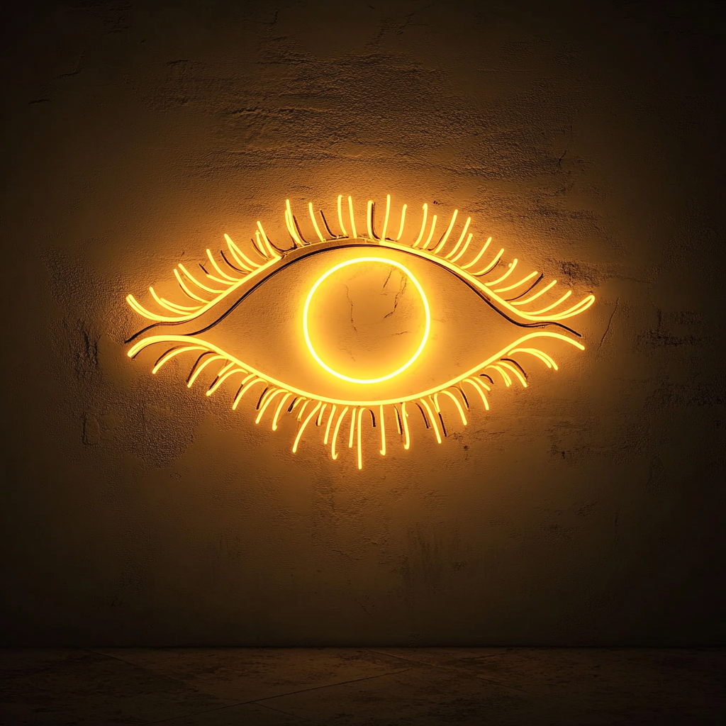 Eye with Eyelashes - Yellow Neon Sign, 24 Inches