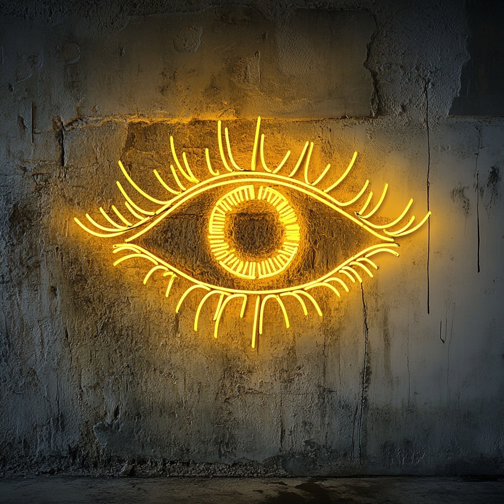 Eye with Eyelashes - Yellow Neon Sign, 18 Inches