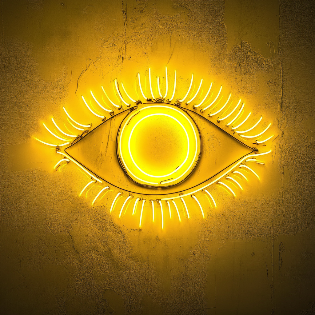 Eye with Eyelashes - Yellow Neon Sign, 24 Inches