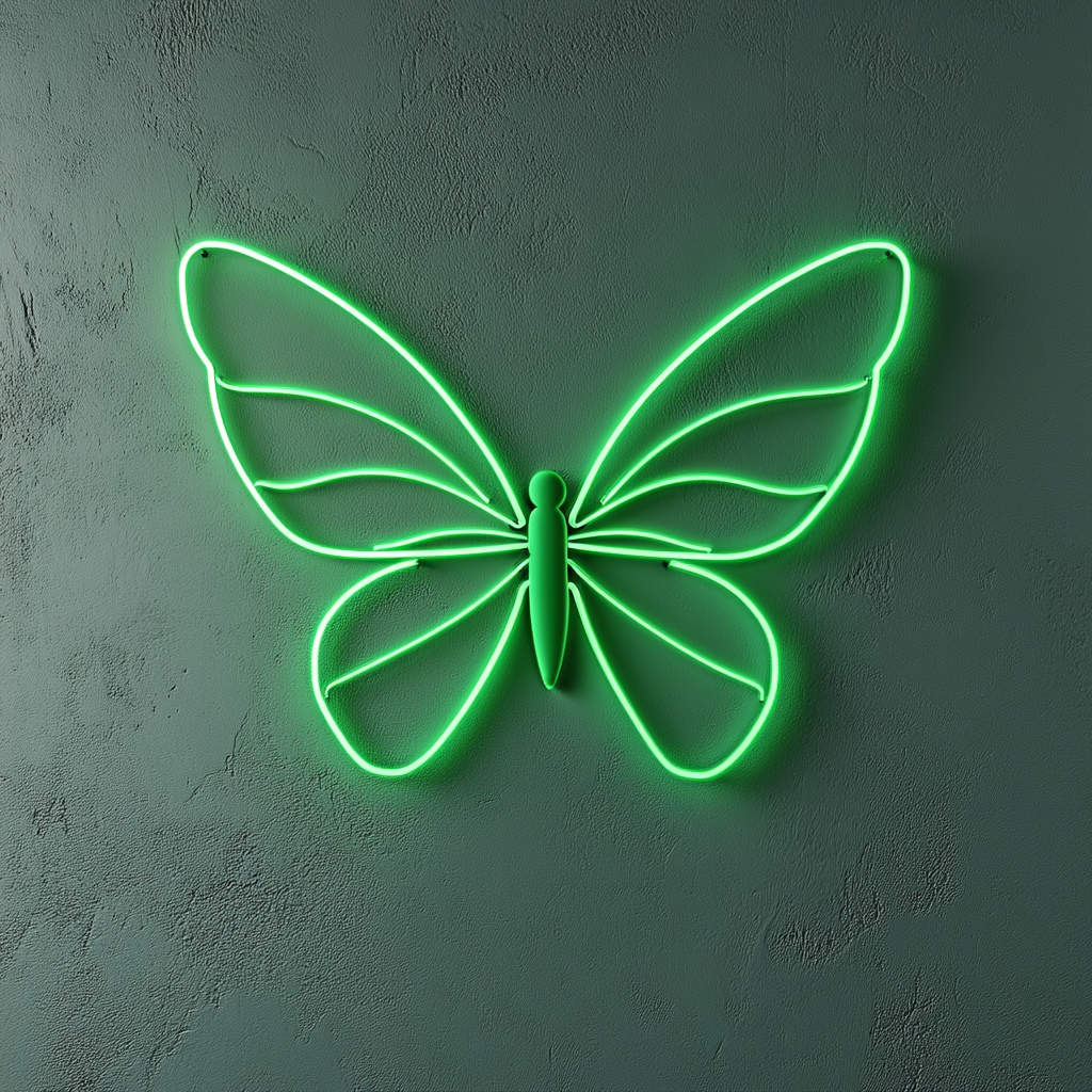 Fairy Wings - Green Neon Sign, 24 Inches