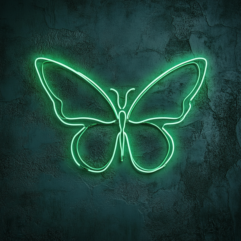 Fairy Wings - Green Neon Sign, 24 Inches