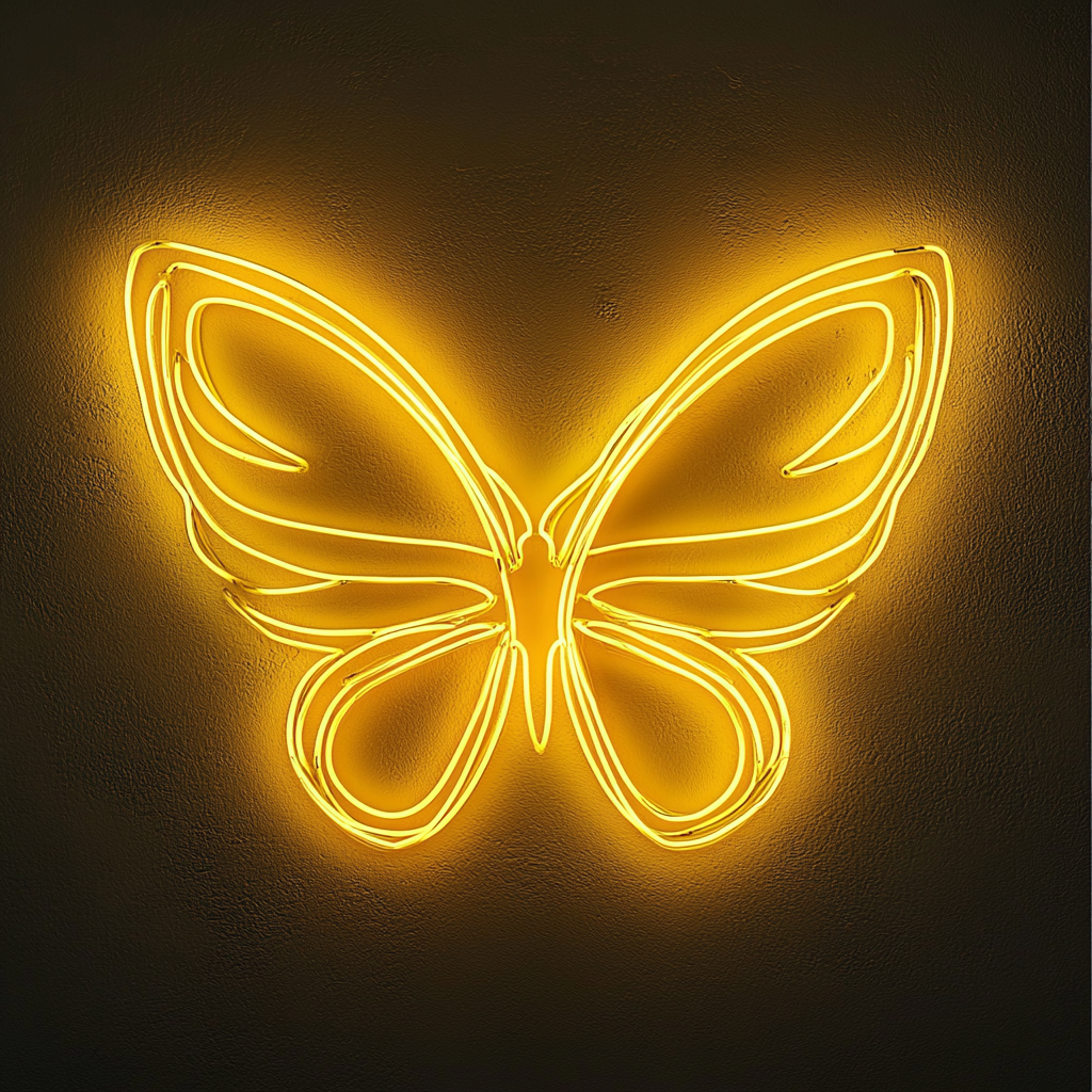Fairy Wings - Yellow Neon Sign, 18 Inches
