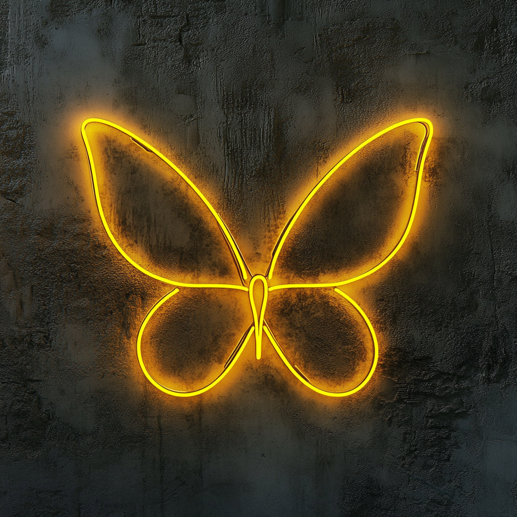 Fairy Wings - Yellow Neon Sign, 18 Inches