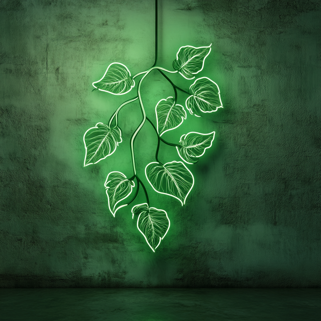 Falling Leaves - Green Neon Sign, 24 Inches
