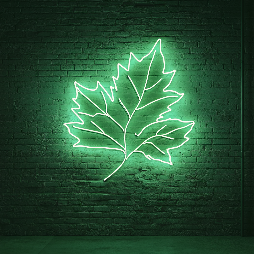 Falling Leaves - Green Neon Sign, 18 Inches