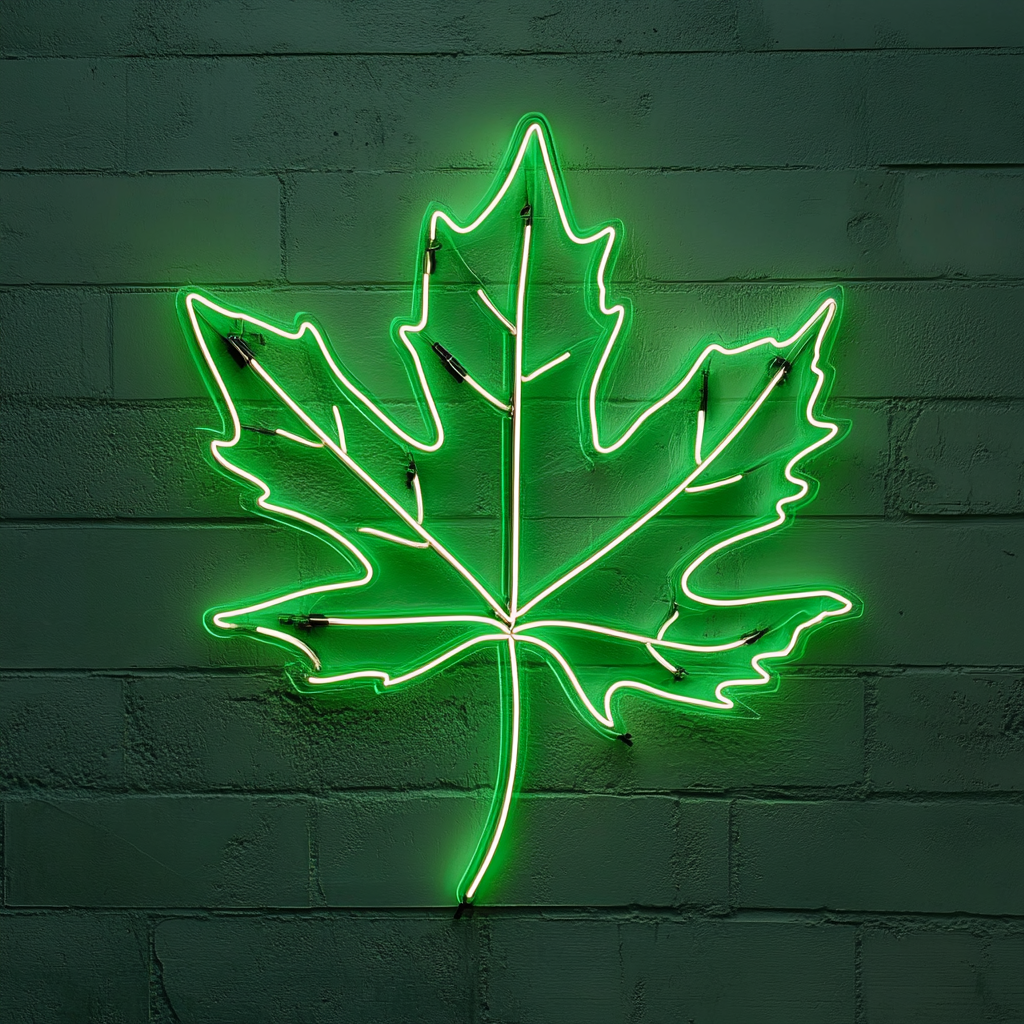 Falling Leaves - Green Neon Sign, 18 Inches