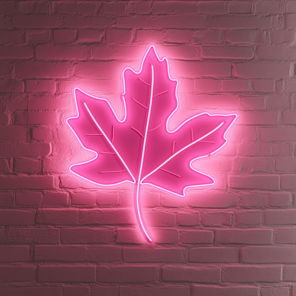 Falling Leaves - Pink Neon Sign, 18 Inches