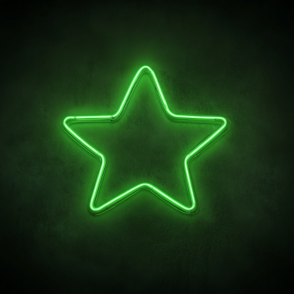 Falling Star - Green Neon Sign, 24 Inches