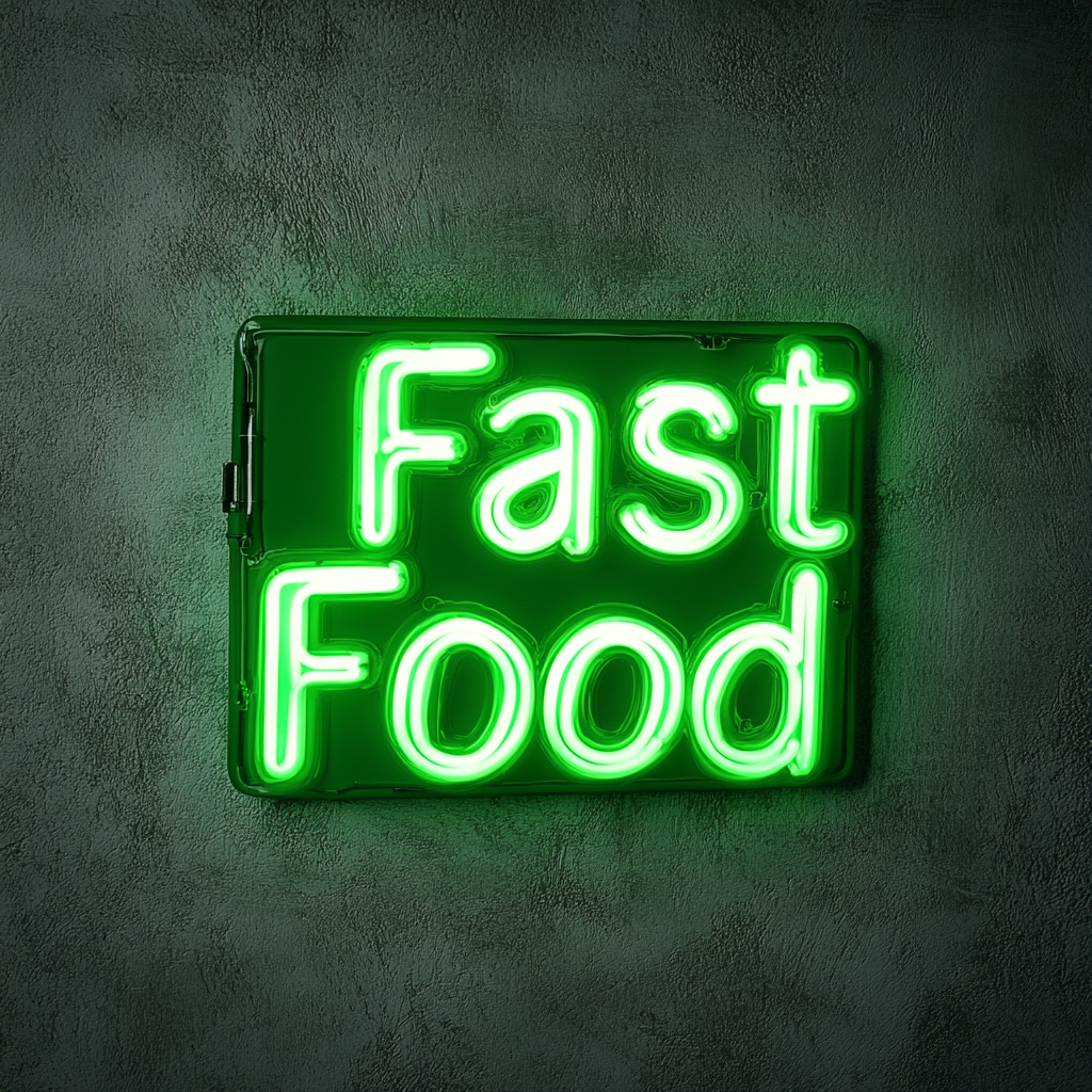 "Fast Food" - Green Neon Sign, 18 Inches